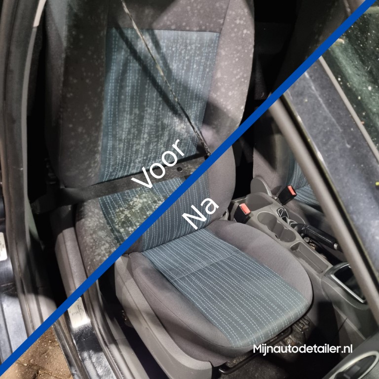 Voor en na extractiestofzuiger - mijnautodetailer.nl